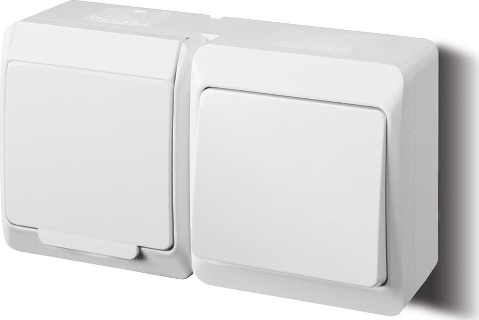 Elektro-Plast HERMES Gniazdo pojedyncze z/u 2P+Z+ łącznik jednobiegunowy biały 0327-12