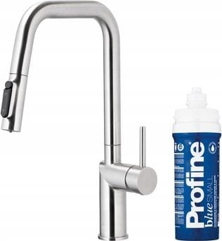 Bateria kuchenna KFA DUERO PURE STYLE PULL-OUT BATERIA KUCHENNA Z FUNKCJĄ FILTRACJI WODY I WYCIĄGANĄ WYLEWKĄ + ZESTAW FILTRUJĄCY PROFINE BLUE S, INOX