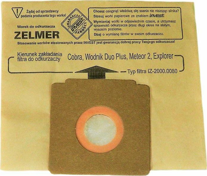 Worek do odkurzacza WORKI PAPIEROWE 2000.0080 Invest na szt.