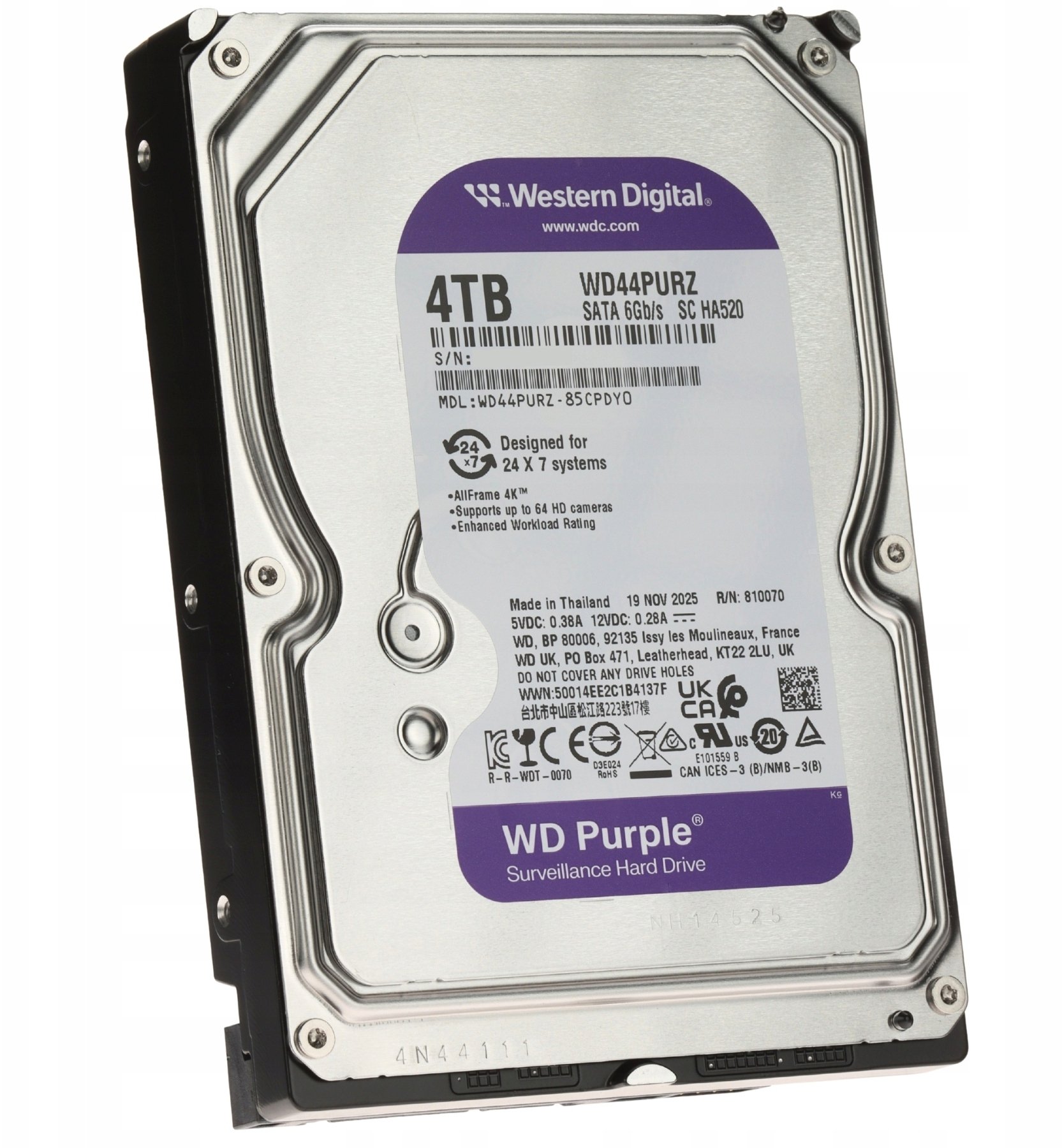 DYSK DO REJESTRATORA HDD-WD44PURZ 4TB 24/7 WESTERN DIGITAL