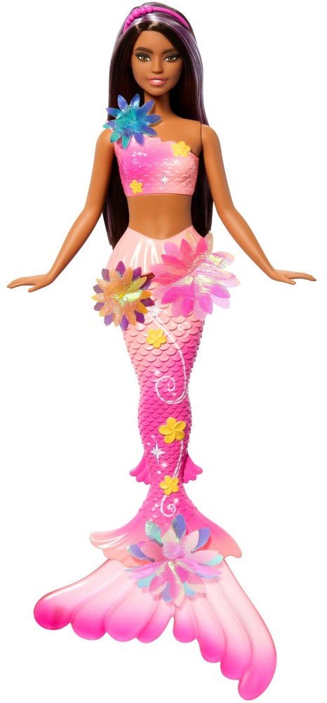 Lalka Barbie Mattel Flower Magic Mermaid Syrenka z brązowymi włosami (JDM73)