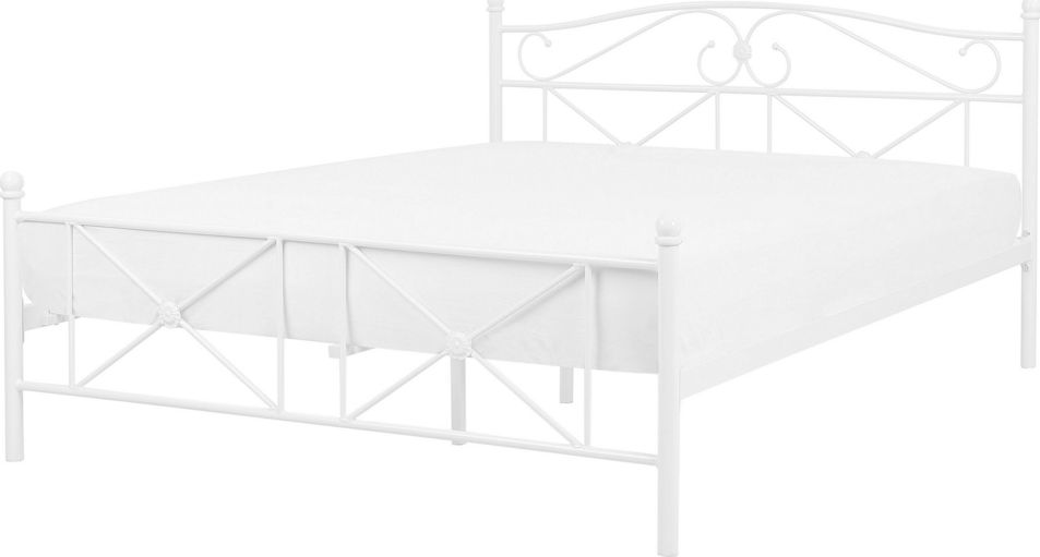 Beliani Łóżko metalowe 140 x 200 cm białe RODEZ