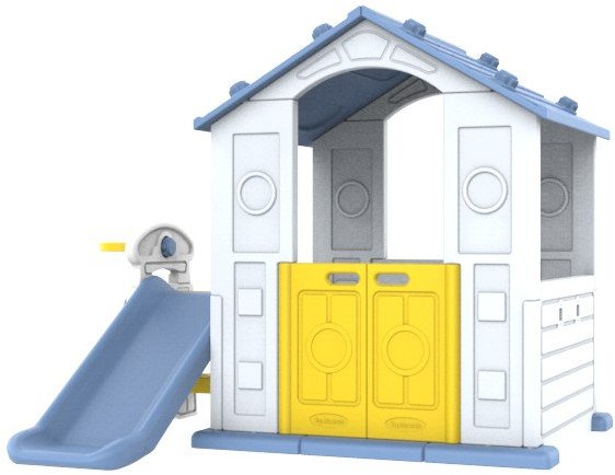 Ramiz Domek Ogrodowy 3w1 dla dzieci Niebieski Dach + Zjeżdżalnia + Koszykówka