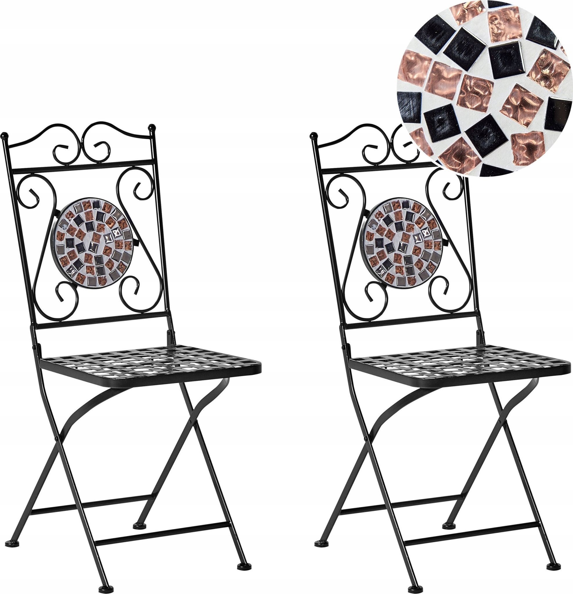Beliani Krzesło ogrodowe Zestaw 2 Metal Czarny CARPINO