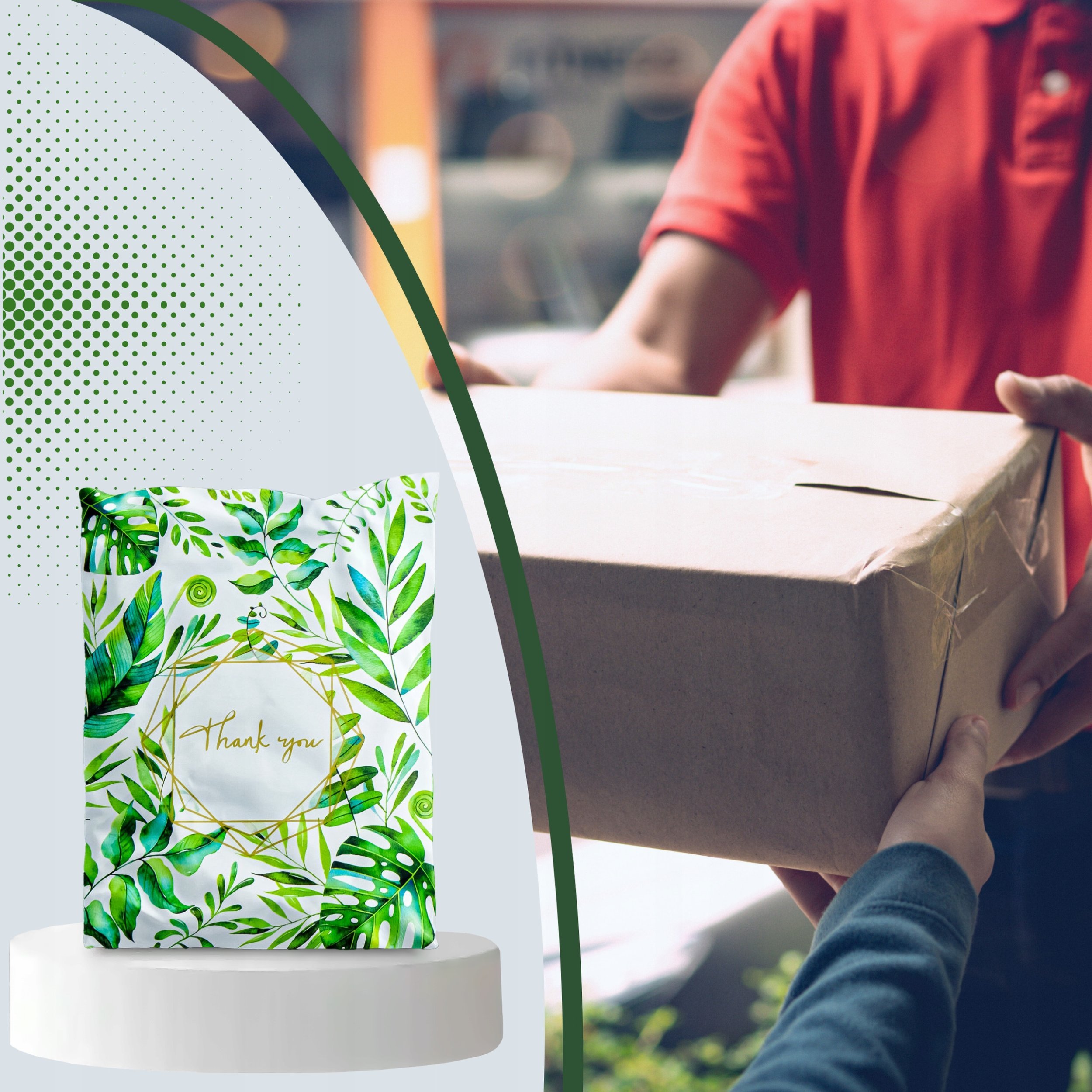 Foliopaki kurierskie koperty foliowe 255 x 370 mm wzór z napisem "Thank you" RC131 50szt PAKIET wielokolorowe