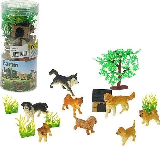 Pieski z budą i akcesoriami