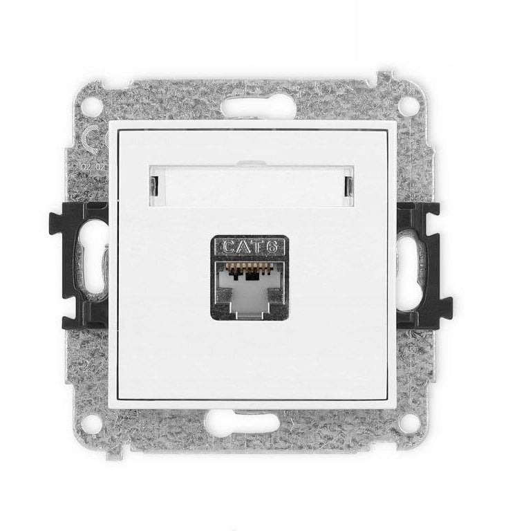 Karlik MINI Mechanizm gniazda komputerowego pojedynczego 1xRJ45, kat. 5e, 8-stykowy biały mat 25MGK-1e