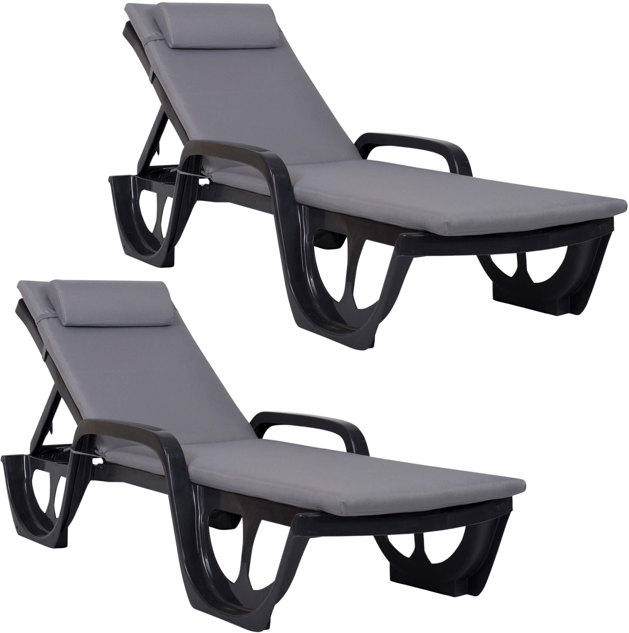 Zestaw 2 leżaków ogrodowych Keter FLORIDA antracyt z poduszkami Bazkar MADERA S-23