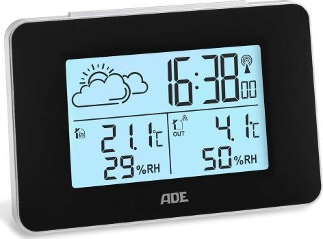 Stacja pogodowa ADE Elektroniczna stacja pogodowa, 13 x 4 x 8,5 cm, czarna / ADE