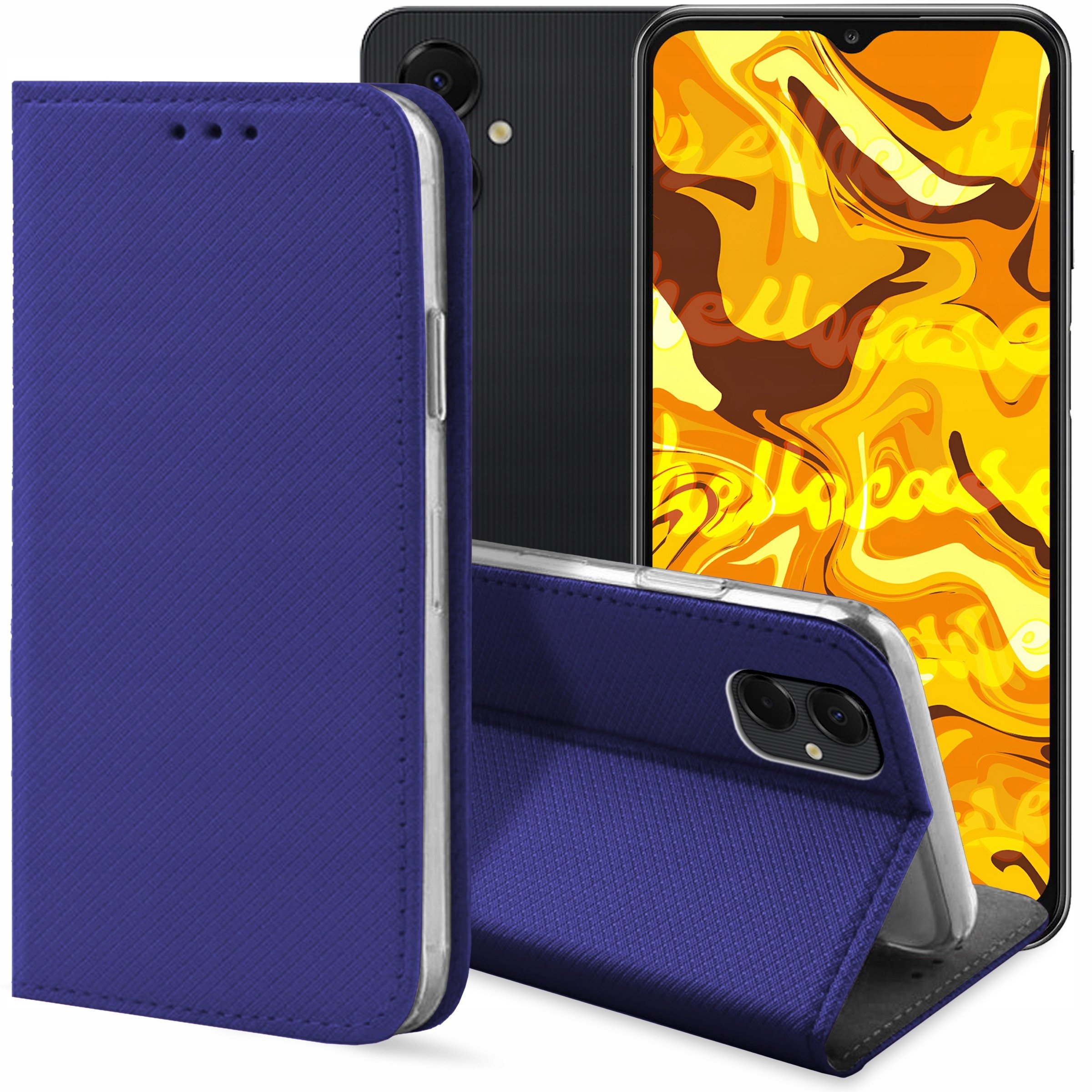 ETUI Z KLAPKĄ DO SAMSUNG GALAXY A06 GRANATOWE MAGNETYCZNE ZAMYKANE KABURA