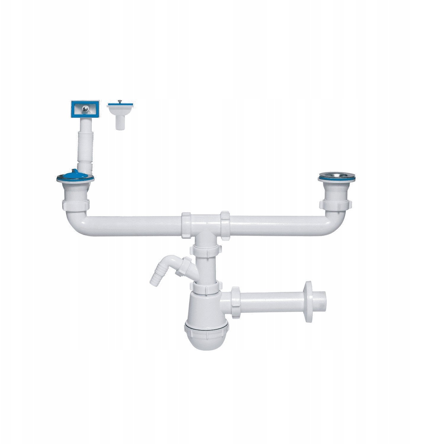 Instadrain syfon zlewozmywakowy fi 50 mm butelkowy, 2-komory, z wyjściem do pralki/zmywarki 1234