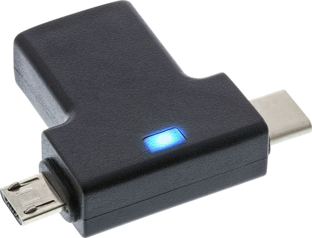 Adapter USB InLine microUSB - USB + USB-C Czarny (35804)
