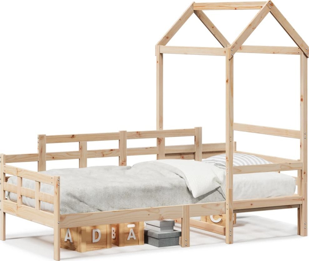 vidaXL vidaXL Łóżko dzienne z dachem, 90x200 cm, lite drewno sosnowe