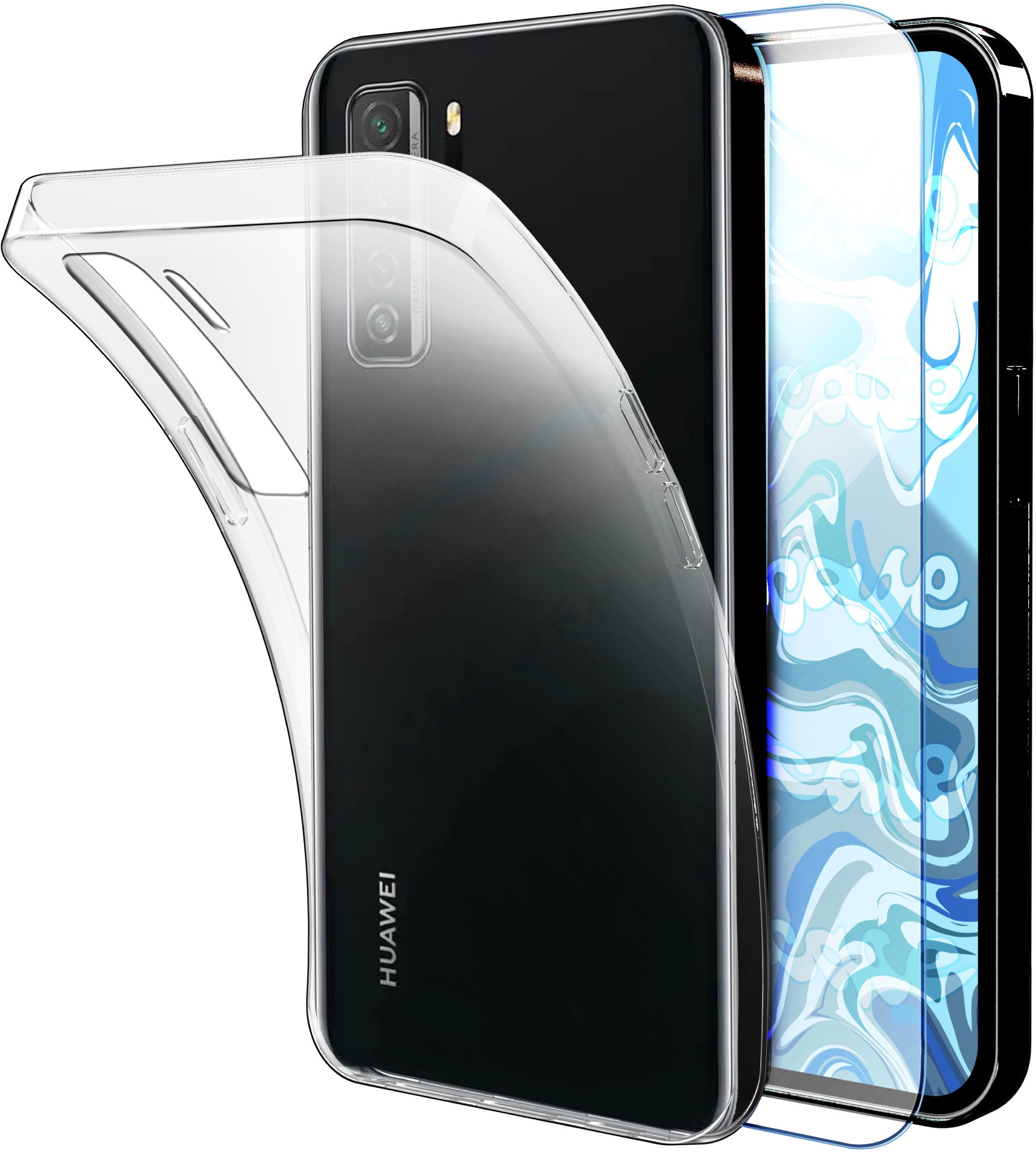 ETUI DO HUAWEI P40 LITE 5G GUMOWE OBUDOWA CASE SILIKON SLIM SZKŁO 9H