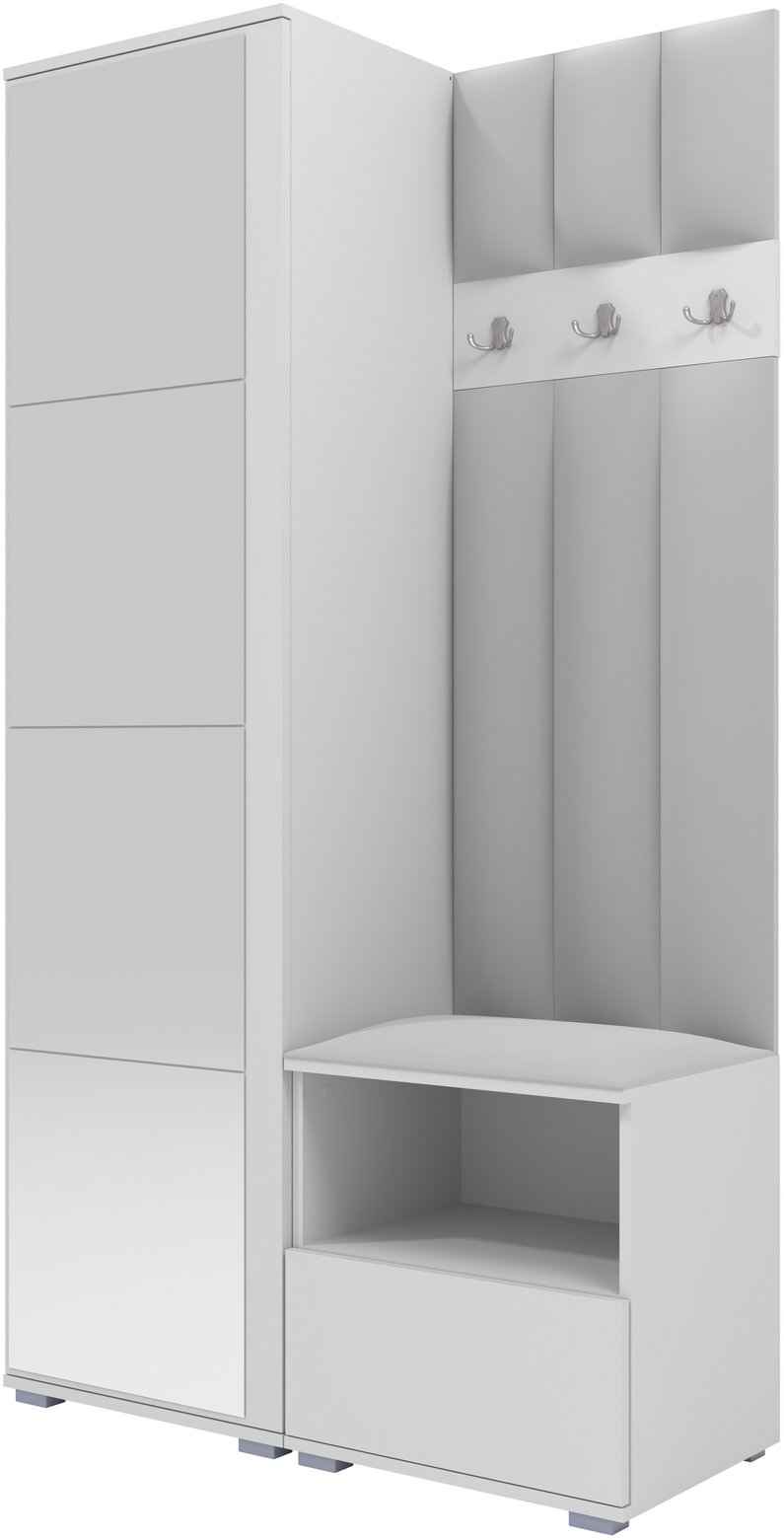 Tapicerowana garderoba Nela I LUX z lustrem - kolor biały + tkanina Trinity 32