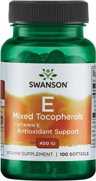 Swanson Swanson - Witamina E, Mieszane Tokoferole, 400 IU, 100 kapsułek miękkich