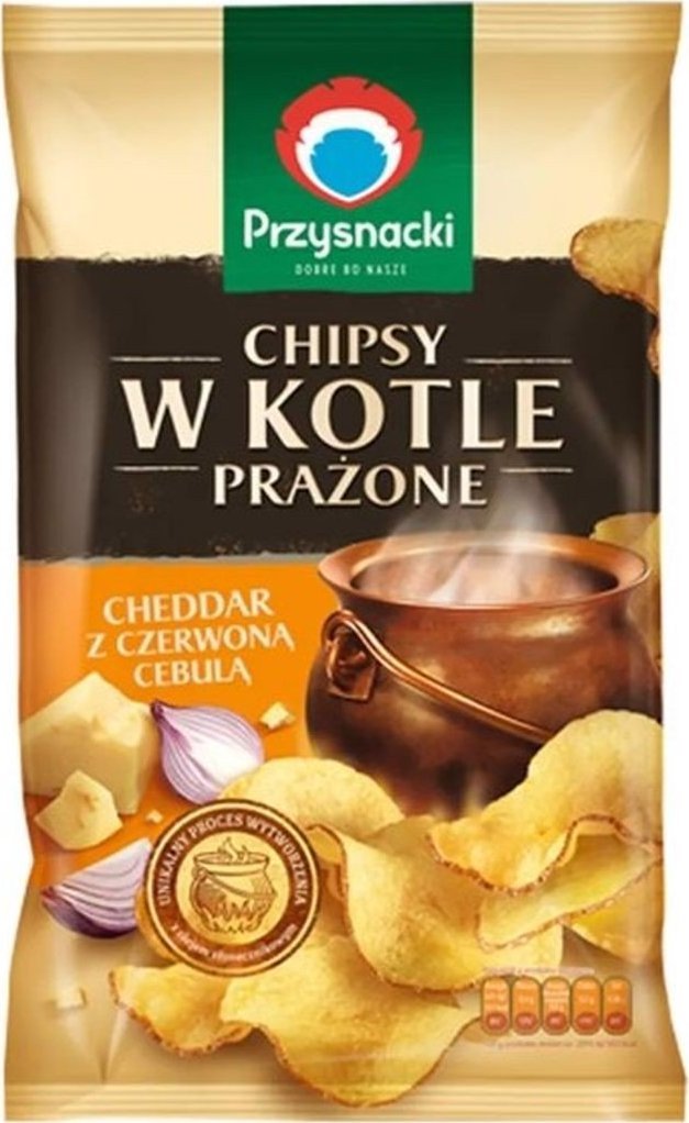 Przysnacki Chipsy w kotle prażone cheddar z czerwoną cebulą 125 g