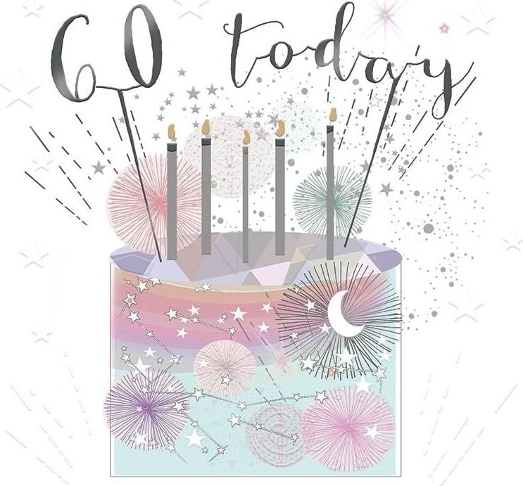 Museums & Galleries Karnet kwadrat mały z kopertą Urodziny 60 świeczki