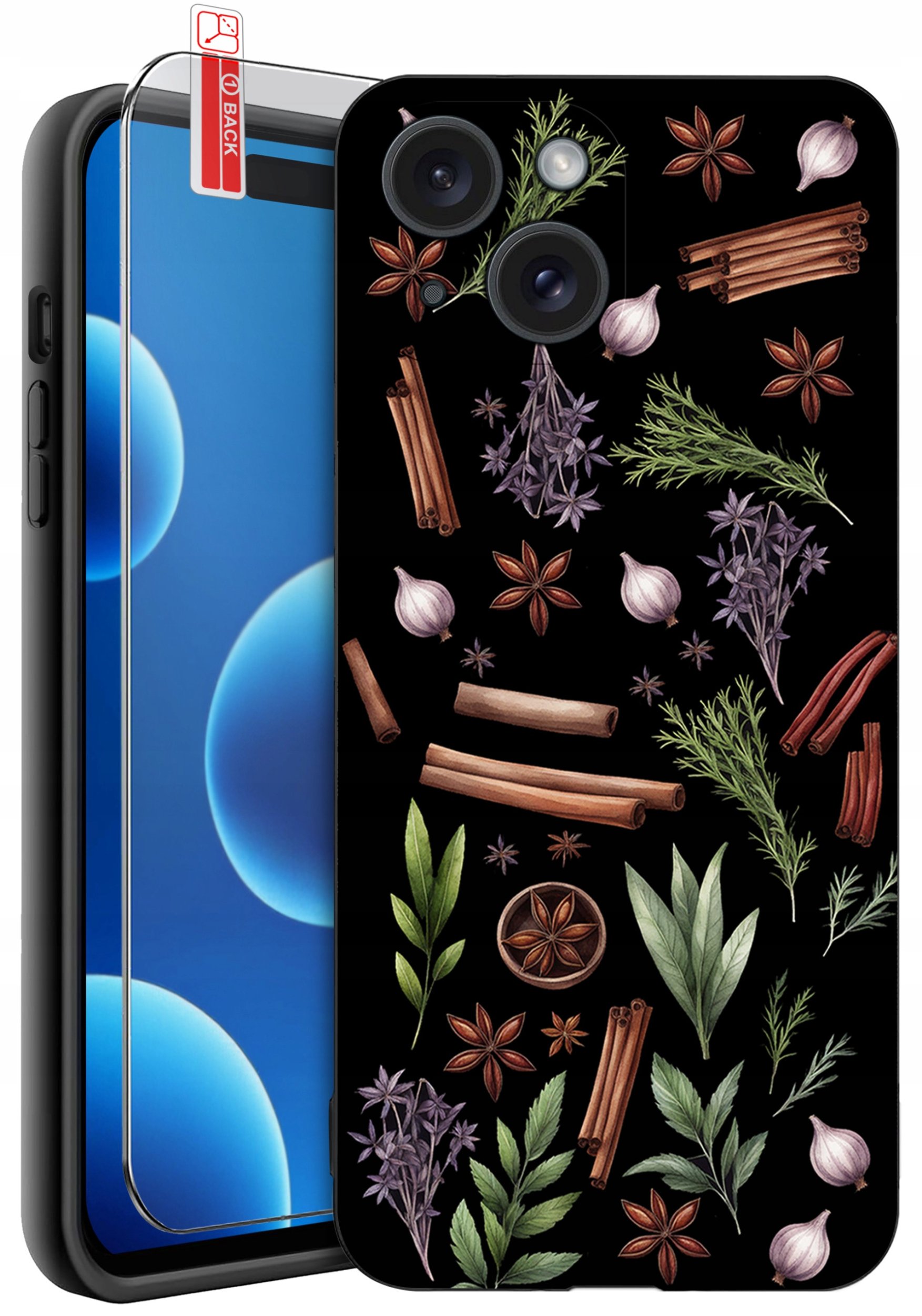 ETUI do iPhone 15 | WZORY | SILIKONOWE MATT CASE + SZKŁO 9H