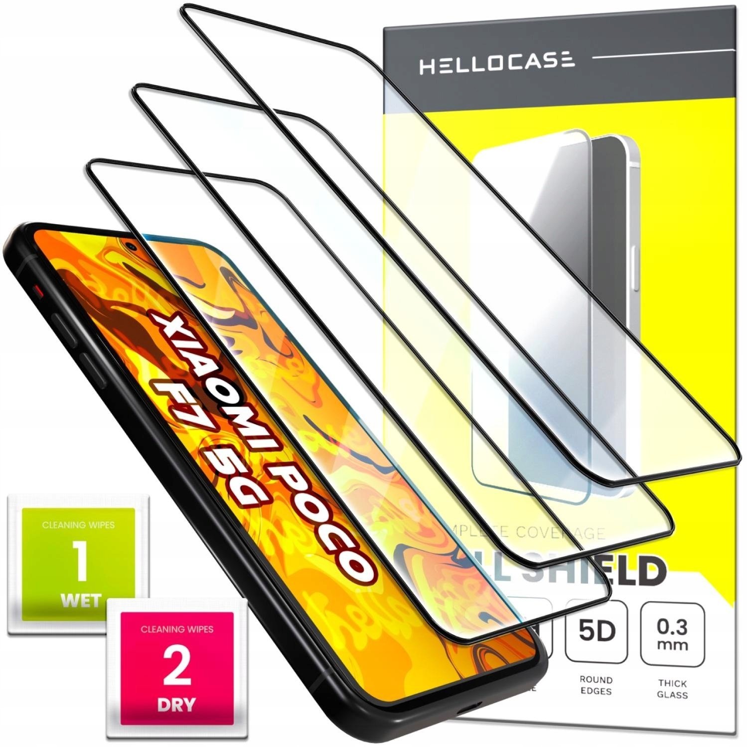 3-PAK Szkło Hartowane Do Xiaomi POCO F7 5G (Pełne, 5D, Szybka, 9H)