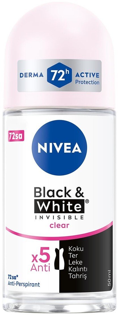 NIVEA Antyperspirant damski w kulce Black & White Invisible Clear 72H 50 ml