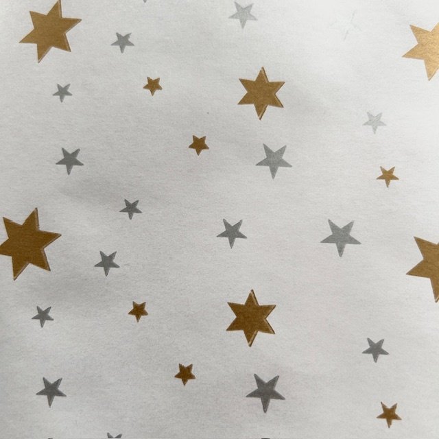 Papier świąteczny do pakowania biały złote gwiazdki 70cmx2m 286m70