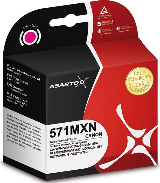 Tusz Asarto Tusz zamiennik Asarto Canon CLI571 MG5750 Magenta