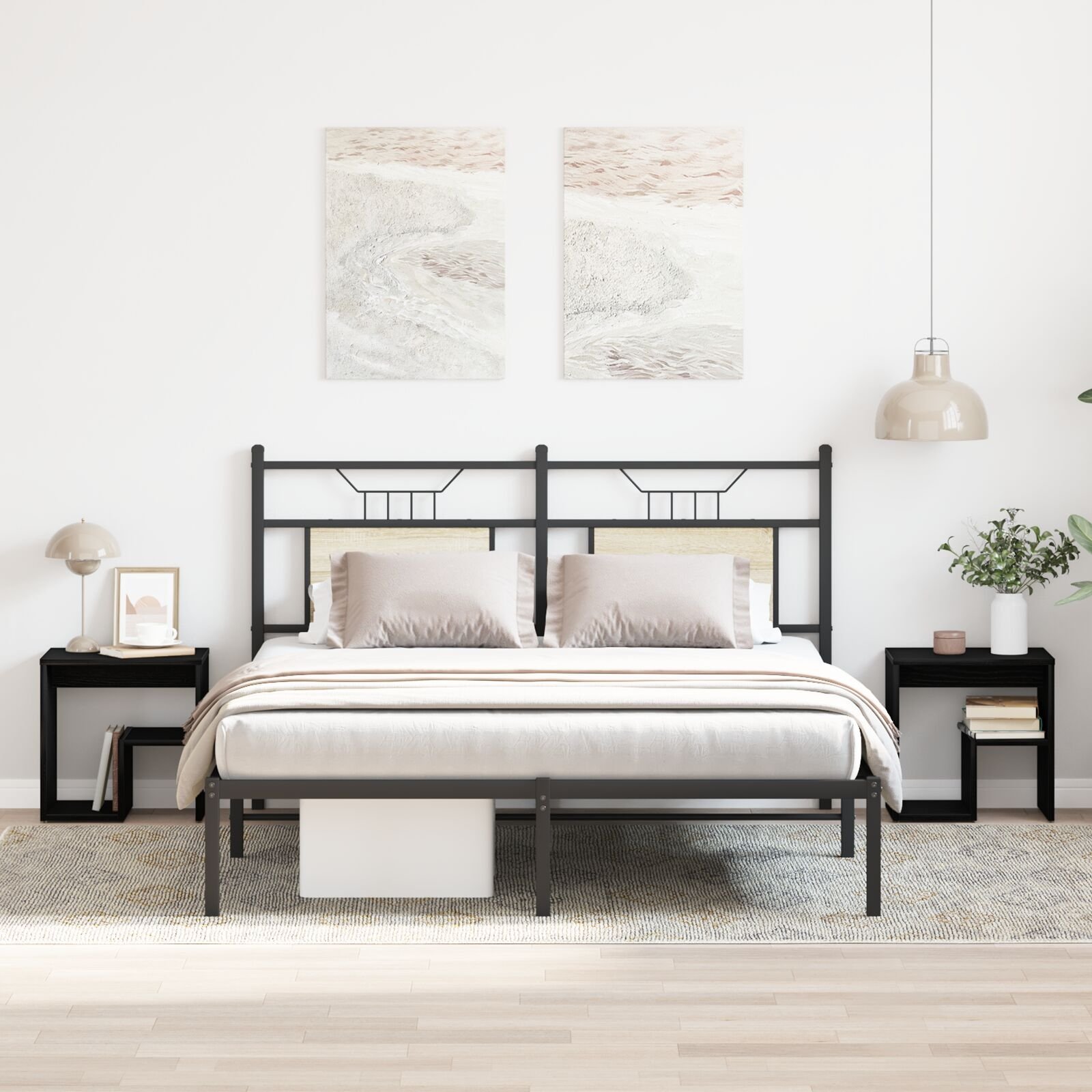 Stoliki nocne vidaXL Zestaw 2 Czarny dąb Drewno inżynieryjne 40x30x40