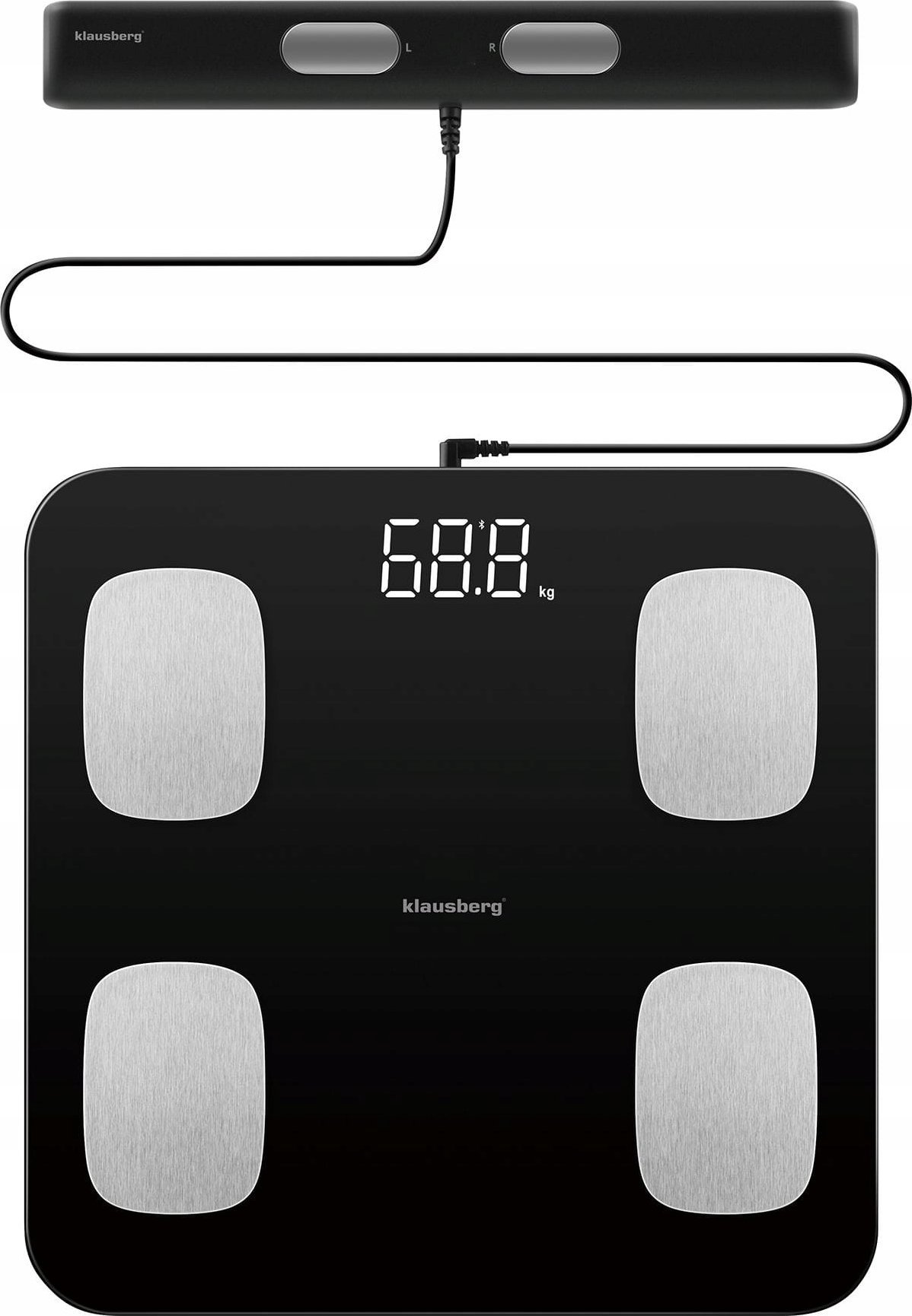 WAGA ŁAZIENKOWA Z POMIAREM TKANKI TŁUSZCZOWEJ I SKŁADU CIAŁA, SMART, BT, KLAUSBERG KB-7852 CZARNA