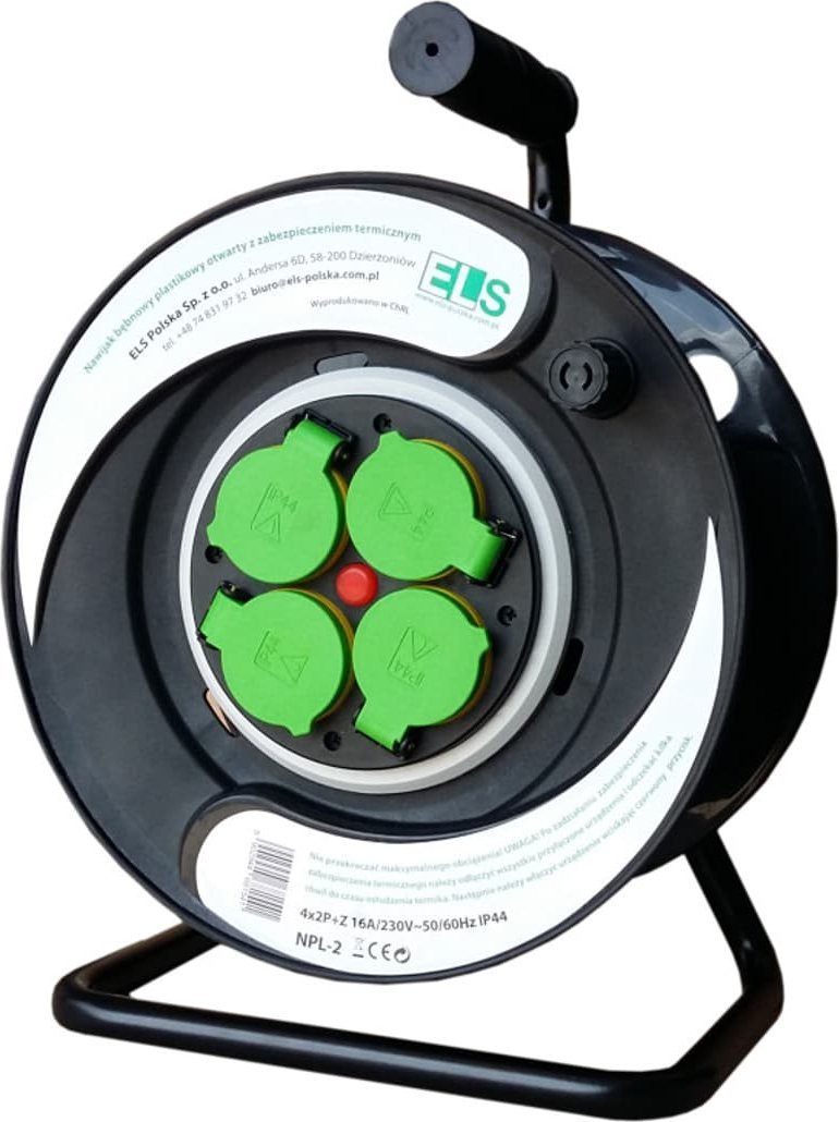 ELS Elektrotechnika Przedłużacz 30m OW3*2,5 4x230V IP44 T bęben plastikowy stały panel