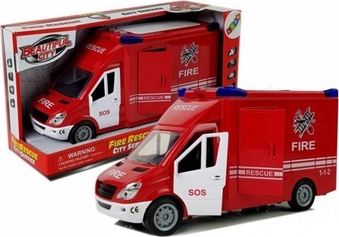 Lean Sport Wóz Strażacki z Napędem Frykcyjnym Dźwiękiem Otwierane Drzwi