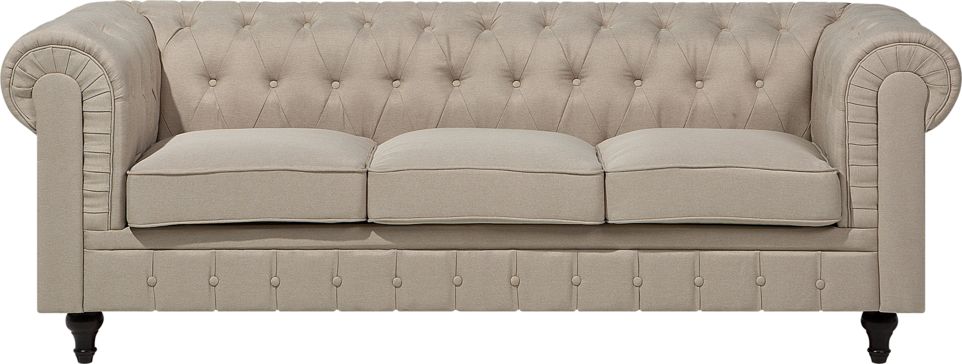 Beliani Sofa 3-osobowa duża beżowa CHESTERFIELD