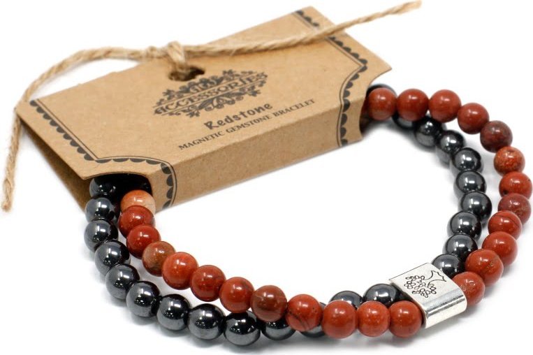 Lovrin Bransoletka magnetyczna z kamieniami - Czerwony Kamień