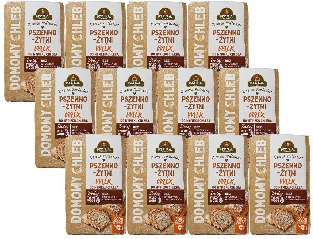PZZ Mieszanka do wypieku chleba Mix pszenno-żytni 500 g x 12 sztuk
