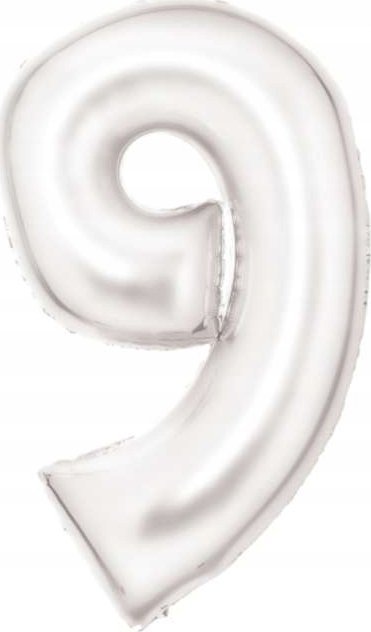 AMSCAN Balon foliowy cyfra 9 satynowa biała 86cm 9917301