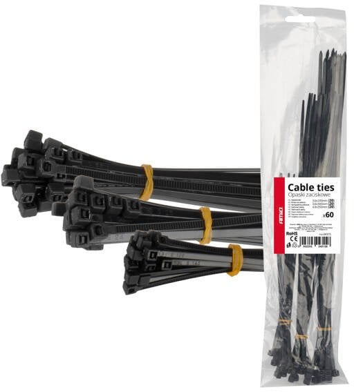 Opaski zaciskowe plastikowe czarne długie zestaw 60 szt. amio-04315
