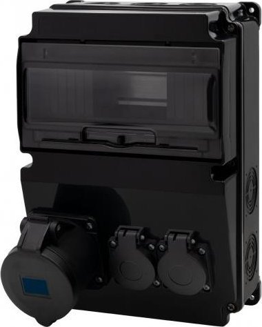 F-Elektro Rozdzielnica czarna LAGO 10M SCENIC - gniazda proste 32A/3P, 2x230V F3.2891