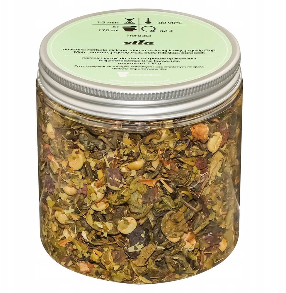 Cup&You Herbata zielona sypana Siła o smaku egzotycznej jagody 150g - gotowa na prezent