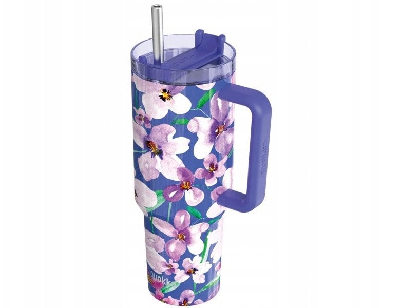 Quokka Stream - Kubek termiczny ze stali nierdzewnej 1200 ml ze słomką (Flower Dusk)