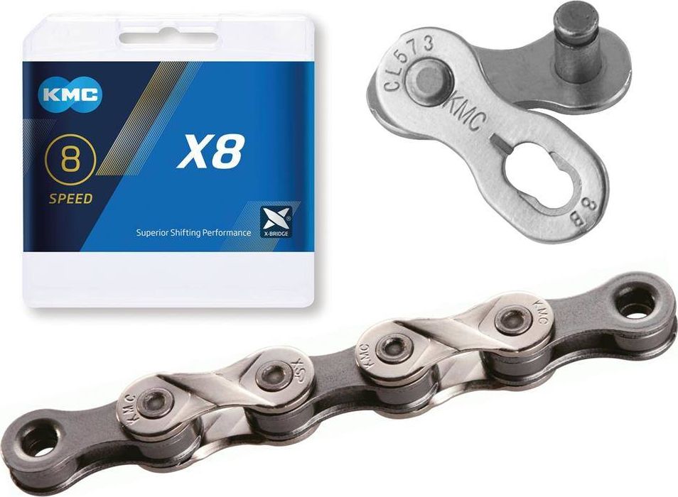 KMC Łańcuch KMC X8 srebrno-szary 6/7/8 rzędowy (X8-93) uniwersalny