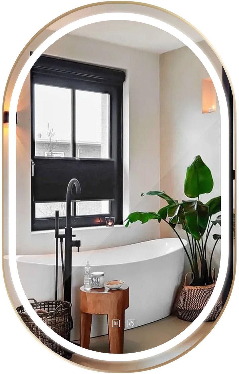 LUSTRO ŚCIENNE LED OLL 60x90 cm Złote Szczotkowane