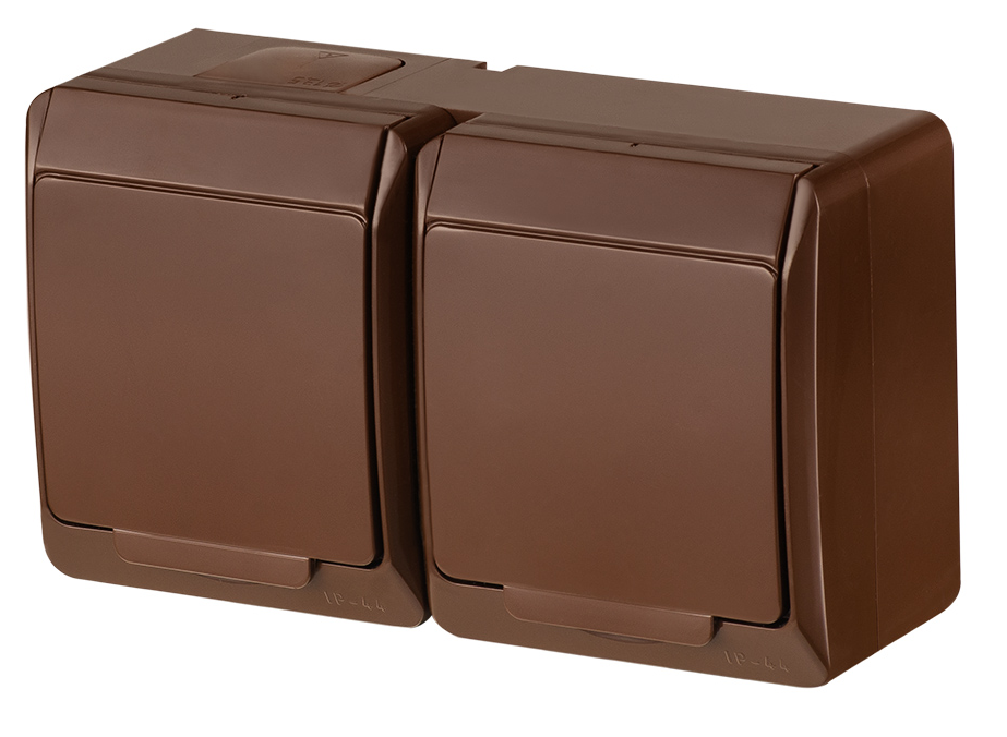 Elektro-Plast Gniazdo natynkowe GNT Hermes 2x2P+Z schuko brązowe (0325-06)