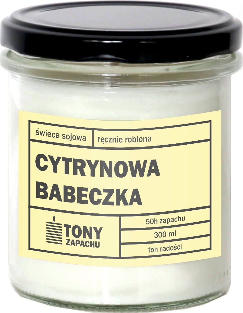 Cup&You Świeca sojowa naturalna zapachowa CYTRYNOWA BABECZKA - najlepsza aromatyczna bezpieczna ręcznie robiona w szklanym słoiczku 300ml 50h palenia
