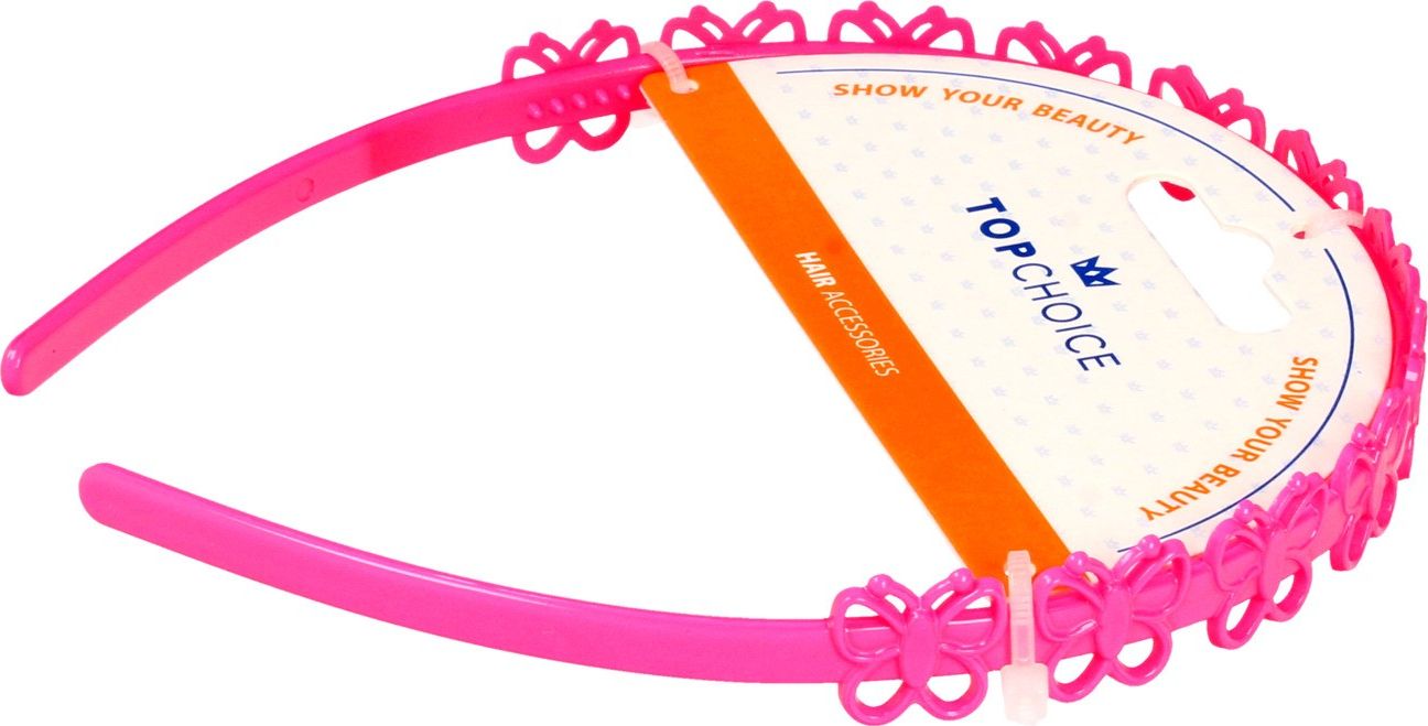 Top Choice Top Choice Opaska do włosów w różowe motylki (27918) 1szt