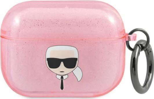 Karl Lagerfeld Etui ochronne Karl Head Glitter do AirPods Pro różowe