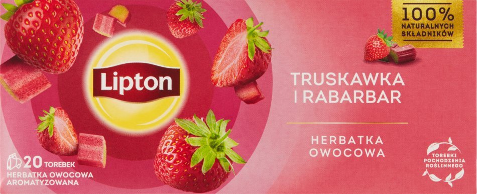 Lipton Herbatka owocowa truskawka i rabarbar 32 g (20 torebek)