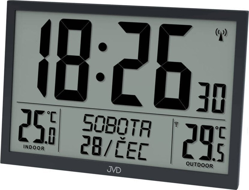 JVD Zegar JVD RB9412.1 Termometr DCF77 Dni Tygodnia po polsku 42x29 cm