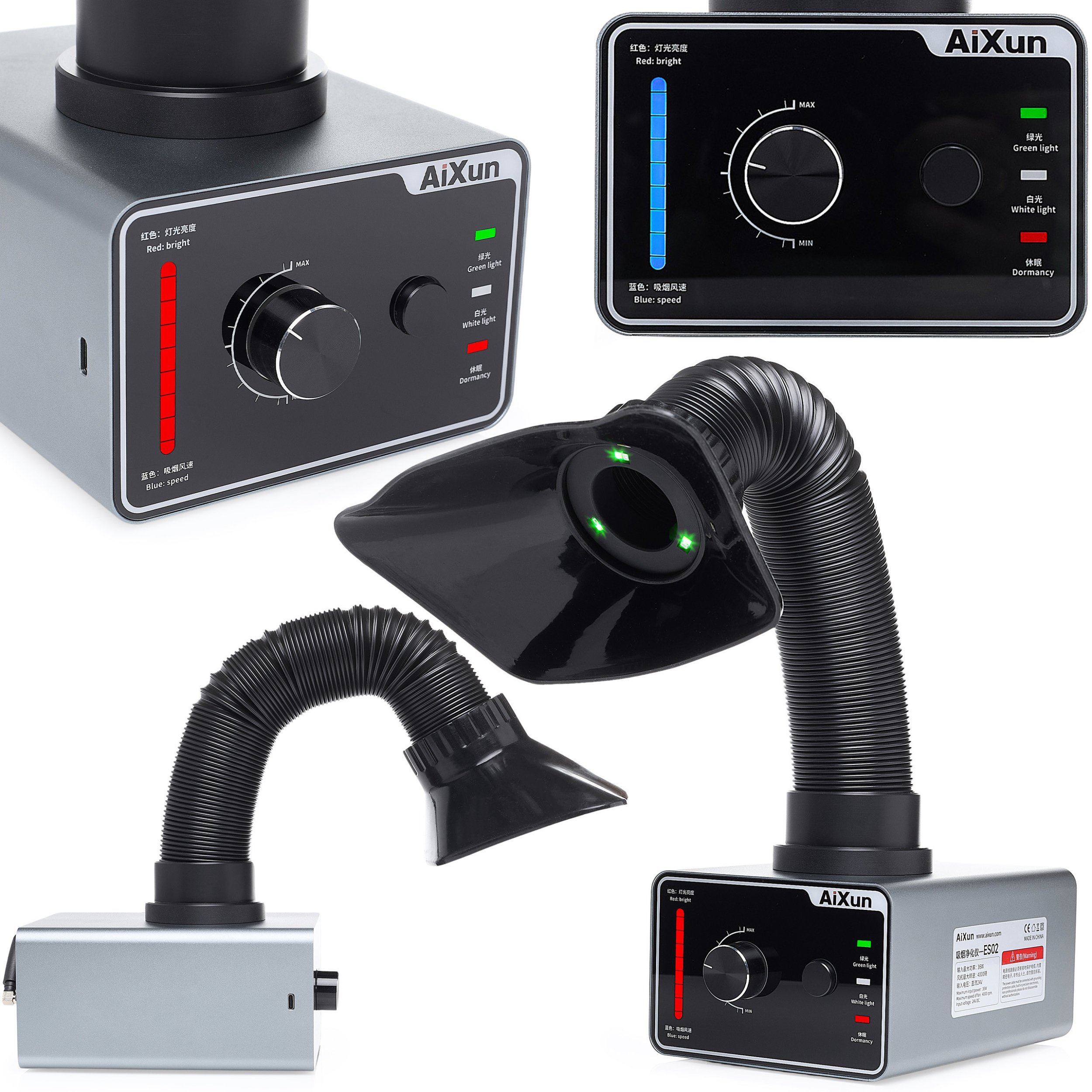 Pochłaniacz Odciąg Oparów Lutowniczych Odsysacz Aixun Oświetlenie LED USB-C