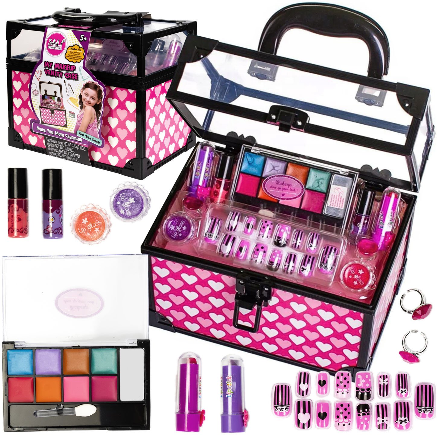 Kuferek Szkatułka Kosmetyki Dla Dziewczynki Salon Piękności Tipsy Cienie