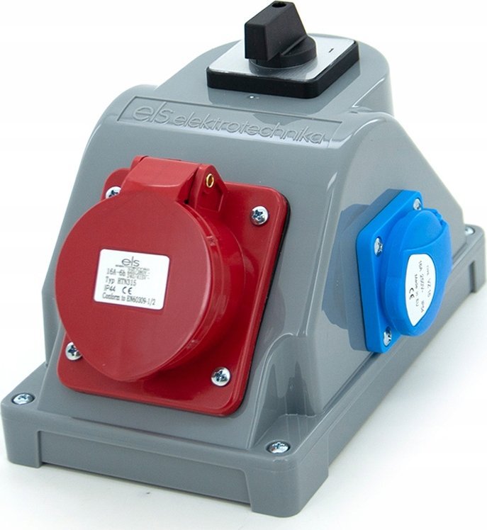 ELS Elektrotechnika Rozdzielnica budowlana typ COMBOPOL 16A/5 + GS 230V + wyłącznik 0-1, obudowa naścienna / natynkowa, N110-01COMBO